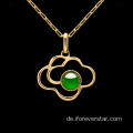 18k echter Goldschmuck Natural Jadeit Jade Anhänger